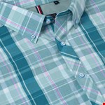 Kam S/S Summer Check Shirt - aqua check